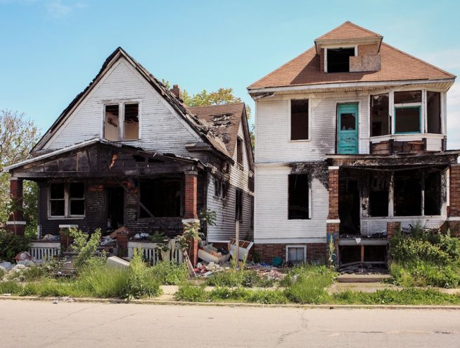 Two fire damaged houses in Det